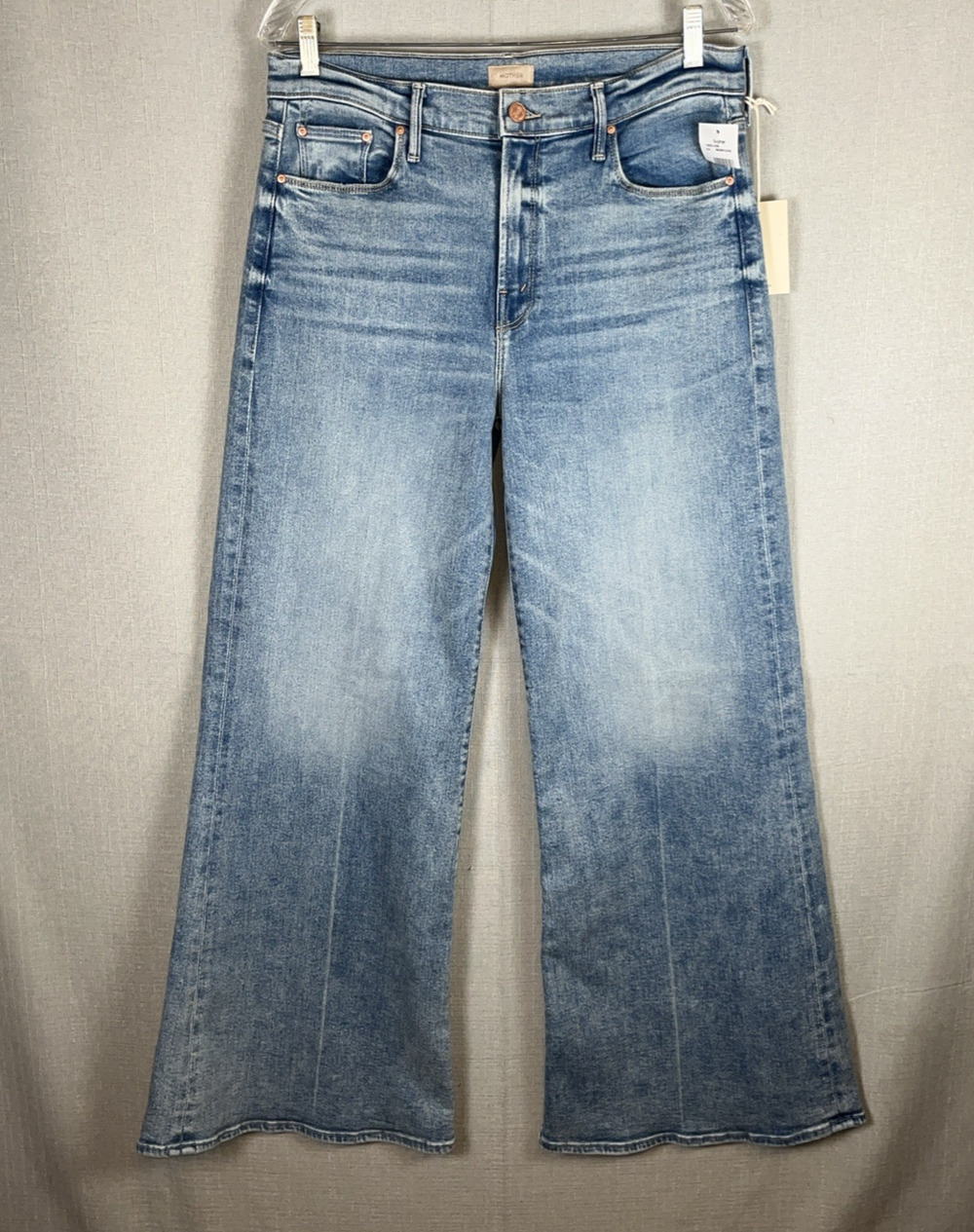 NWT MOTHER The Twister Skimp Jeans Ropin' N' Ridin' Size 32 Wide Leg Light Blue